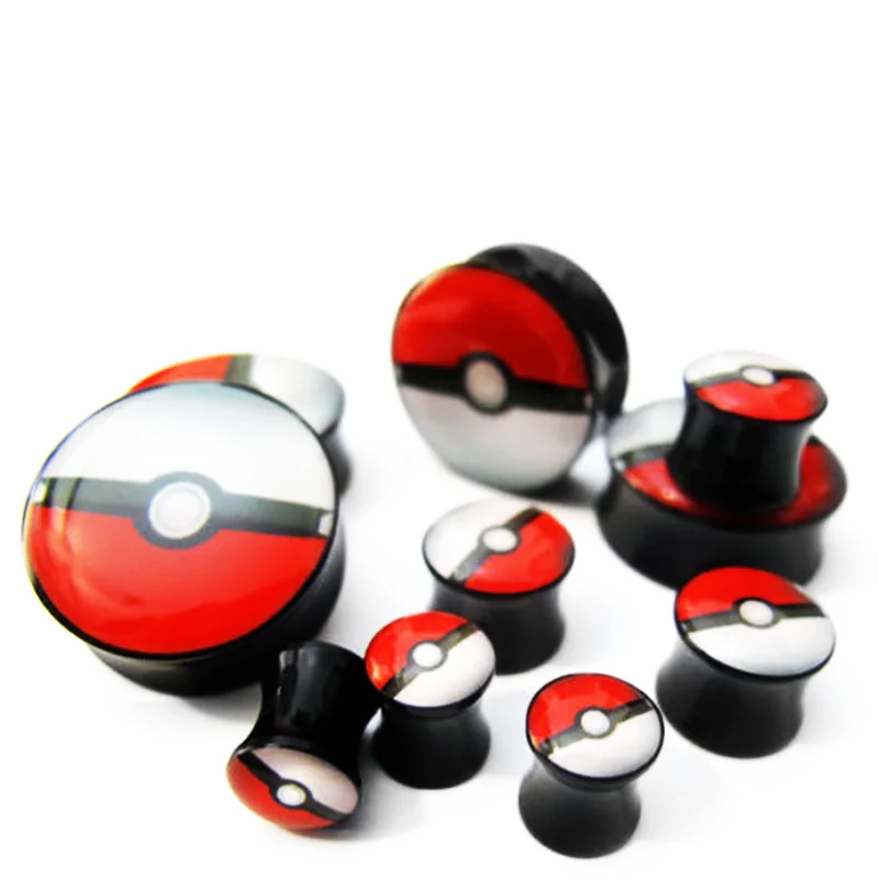 Пара акриловых наконечников для ушей Pokeball носилки ушко тоннель украшения