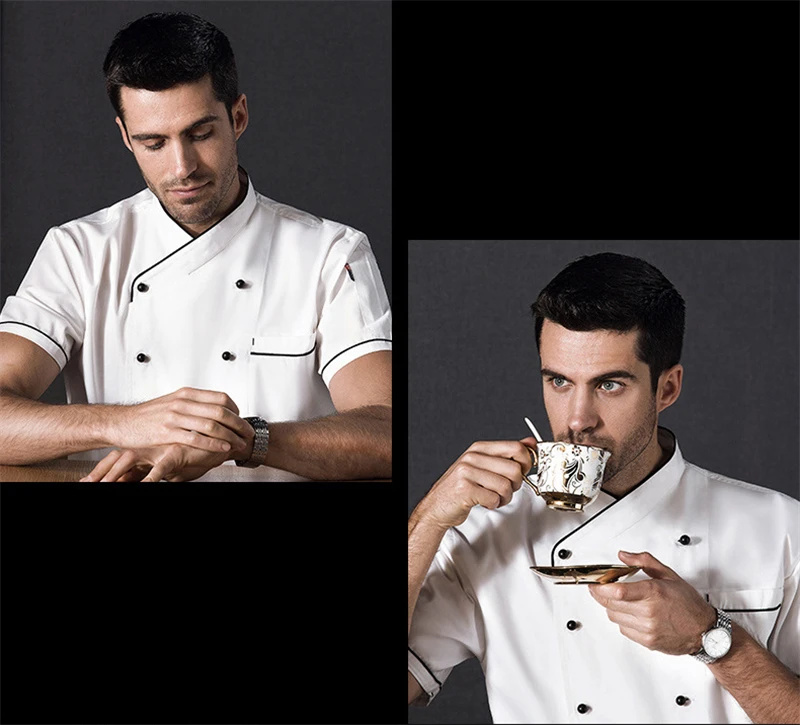 Шефовская романтика: Качественная костюмная ткань с короткими рукавами для питания в ресторане, приготовления пищи в кухне и выпечки с бесплатной доставкой.