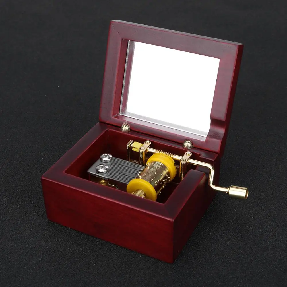 Креативная деревянная музыкальная мини шкатулка с зеркалом Механическая