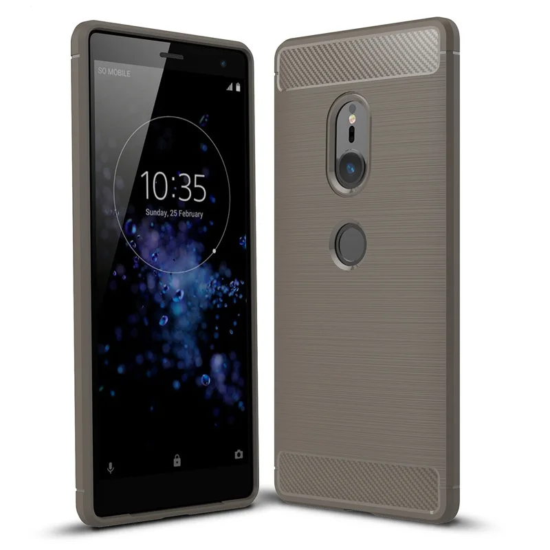 Gray Carbon Fiber Texture Case For Sony Xperia XA1 XA2 Ultra XA2 Plus Soft TPU Case For Sony XZ3 XZ1 Compact XZ2 Premium L1 L2 Cover - Цвет: Gray