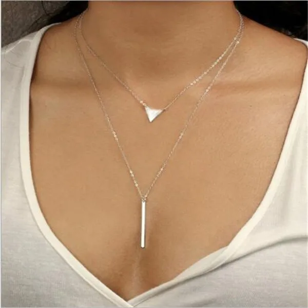 Tenande Simple Style Silver Color Clavicle Chain Triangle Cross Elephant Necklaces Pendants for Women Fashion Party Jewelry Gift | Украшения