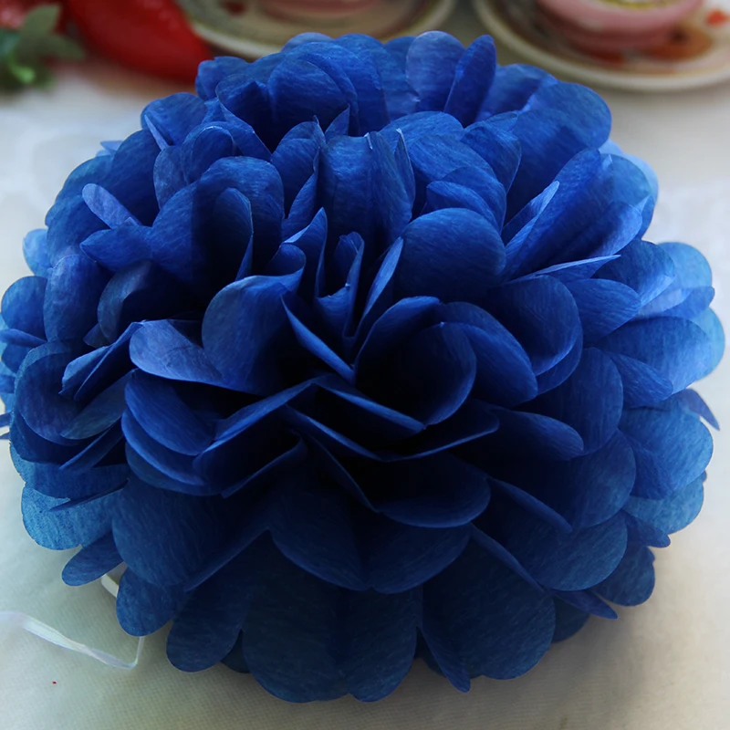 Royal Blue Flower 4-6-8-10-12-14-16inch круглый бумажный фонарь ткань цветочные шары из бумаги для свадьбы День рождения декорация рукоделие хобби поставки - Цвет: Royal Blue Flower