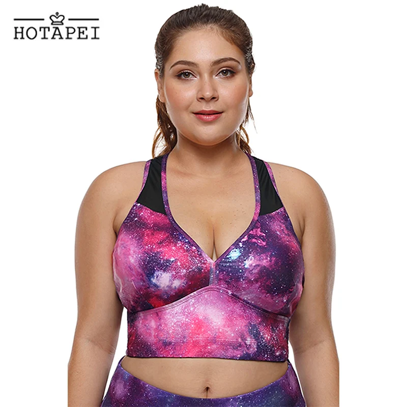 HOTAPEI Fitness Sports Bra Black Sleevelss Racerback Vest Top Plus Size Yoga Bras for Women Padded Running Tank Tops Gym Shirt | Спорт и