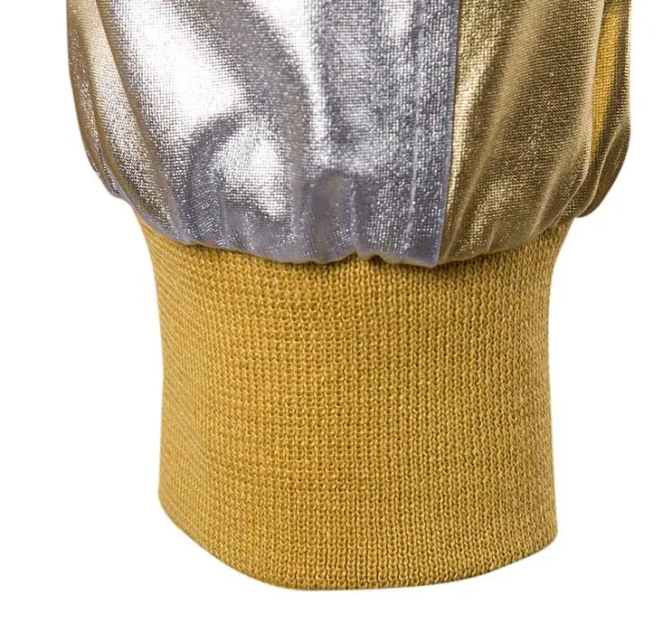 

Personalized mens motorcycle leather jacket golden silver glossy coat singer jackets stage street dance rock fashion hooded