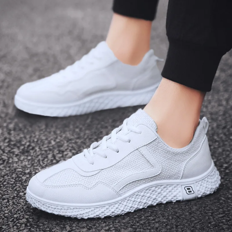 Летние новые белые туфли Tide из дышащего хлопка парусиновая Обувь Мужская Спортивная повседневная обувь для скейтбординга сетчатая бежевая