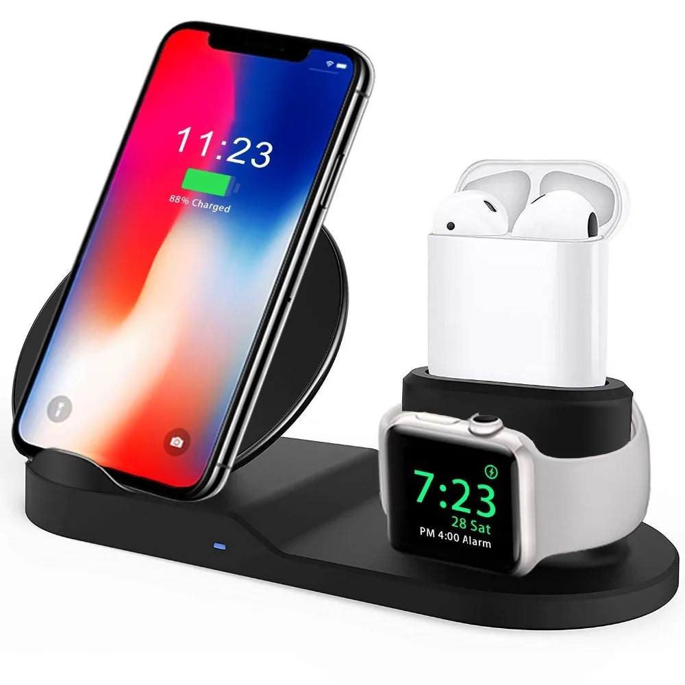 Беспроводное зарядное устройство FMAN 3 в 1 Qi для iPhone 8 X Plus зарядная док станция Apple
