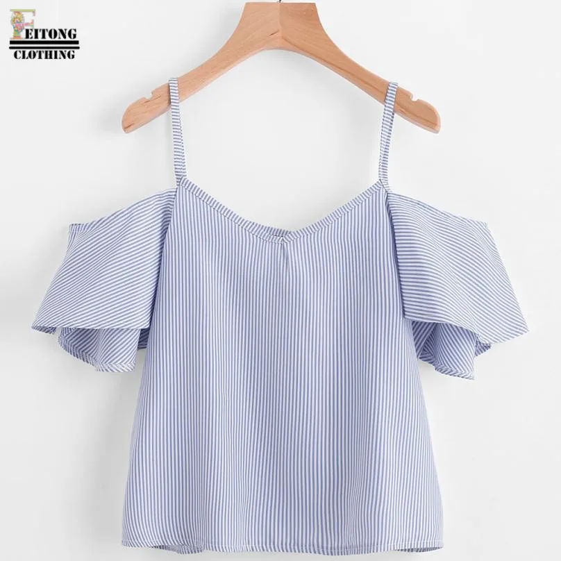 Женская блузка в полоску с открытыми плечами и воротником лодочкой|blouses summer|summer