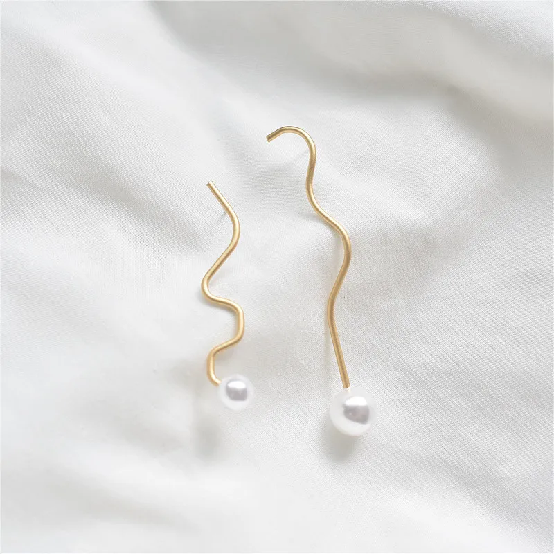 Корейский Асимметричная витая Цепочка матовое золото Винтаж жемчуг длинные