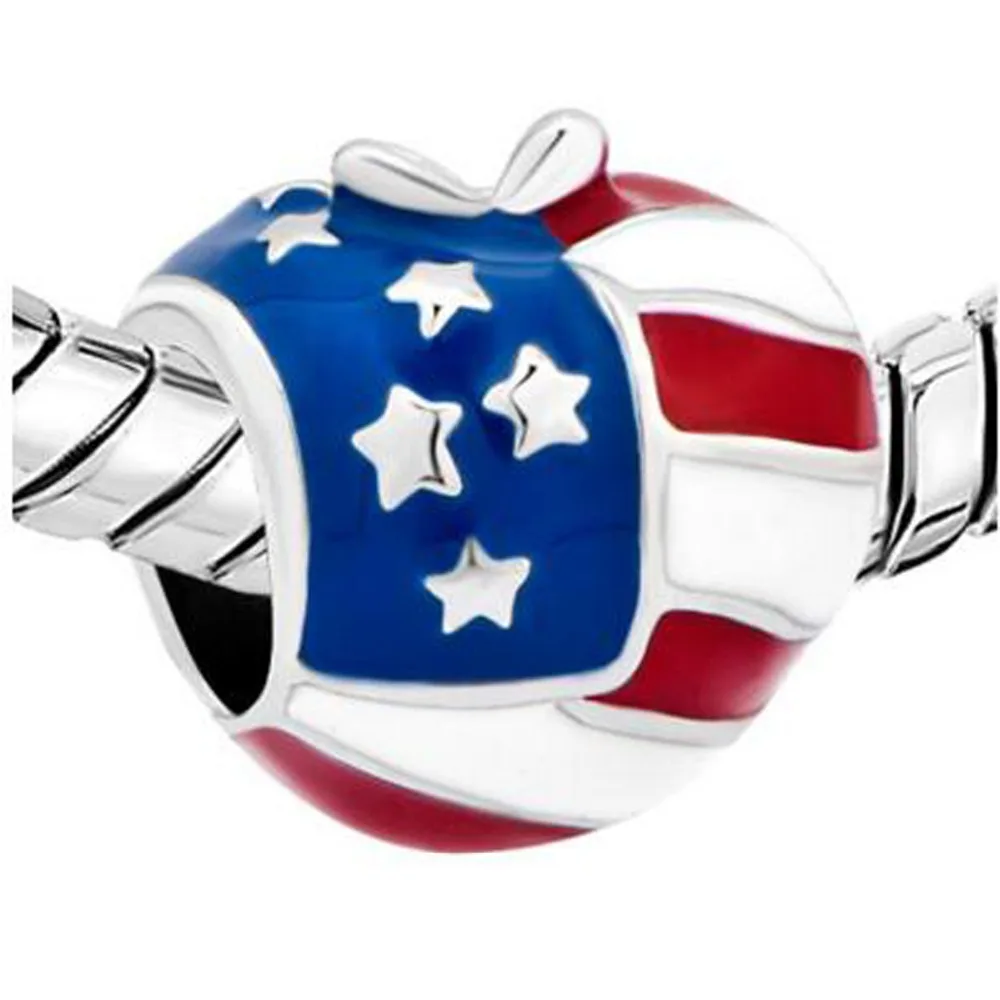 slide charm Free shipping America Usa Flag Heart Love Charms For Bracelets fit Pandora bracelet | Украшения и аксессуары