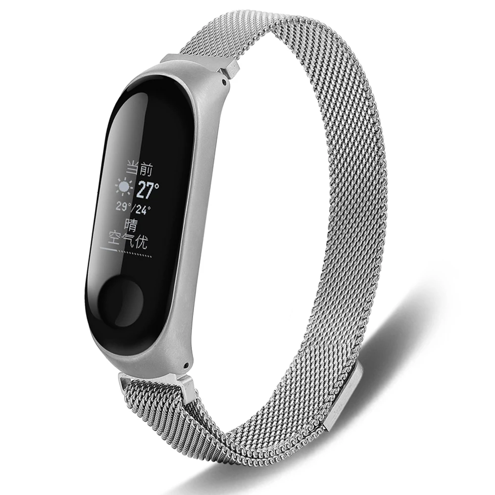 Для Xiaomi Mi band 3 металлический ремешок xiaomi band 3 металлический браслет из нержавеющей стали Миланский ремешок Mi 3 ремешок 3 металлический ремешок