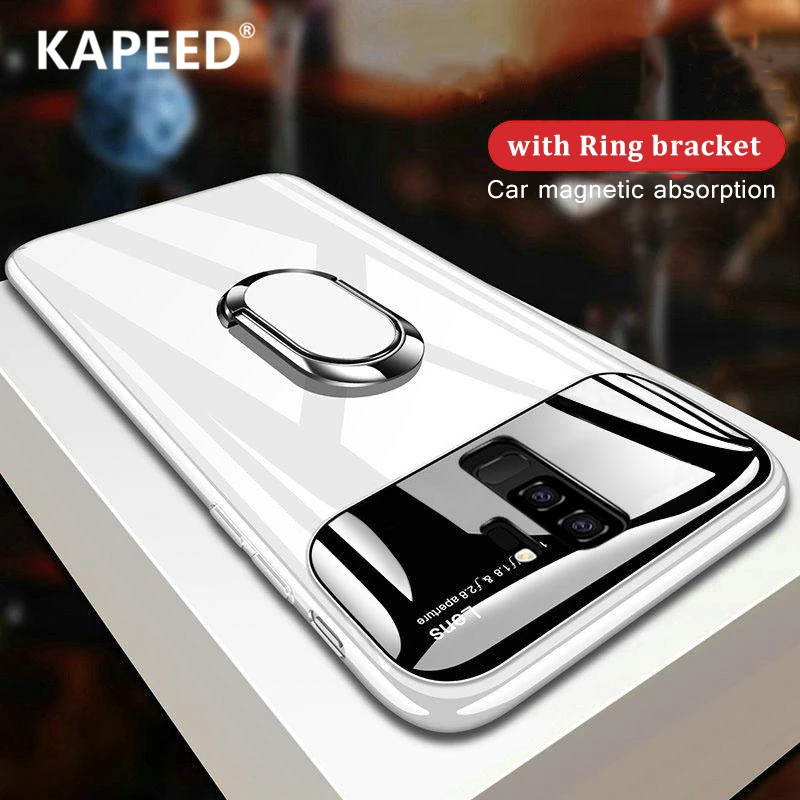 Holder Case For Samsung Galaxy S8 S9 Plus Note 8 9 Magnetic Ring Mirror Hard PC Back Cover Funda | Мобильные телефоны и