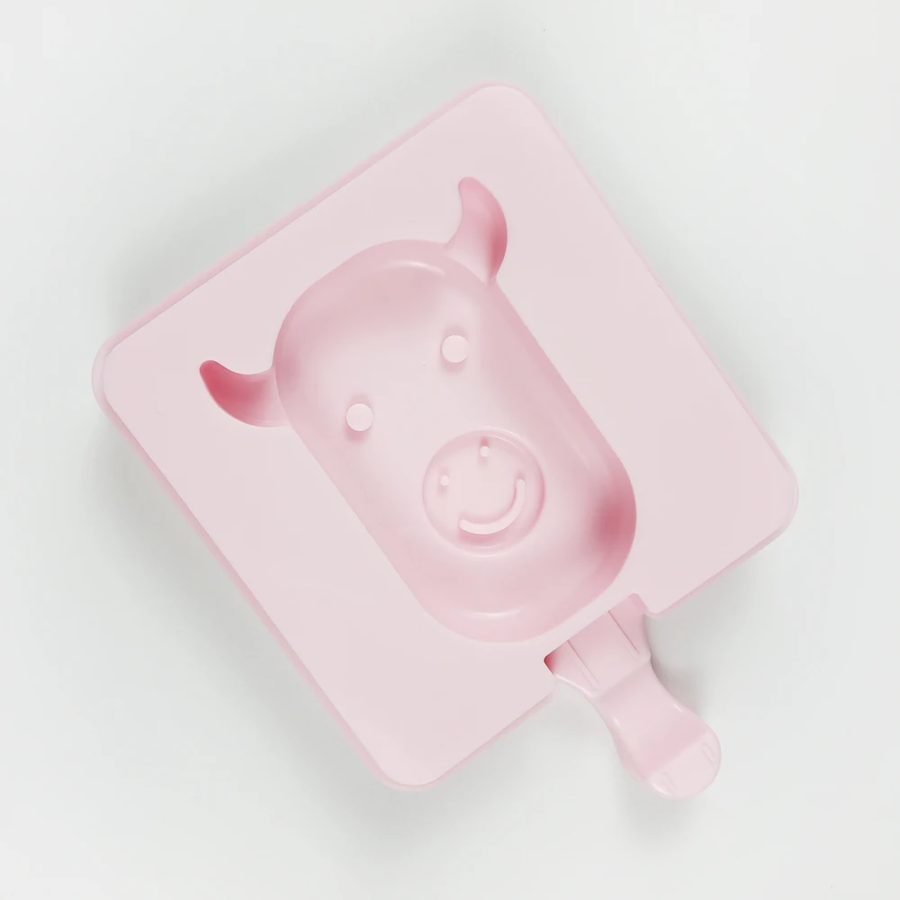 Silicone Ice Cream Mold Animal Icecream Bar Maker Cow Rabbit Pig Ice Cube Jello Mold Tray Square DIY Frozen Sucker Popside Tools