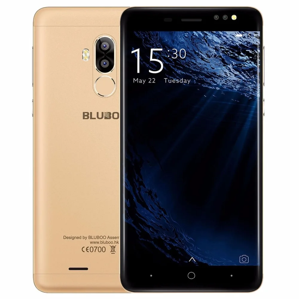 Gold BLUBOO D1 Мобильный телефон 5,0 дюймов 8 Мп двойная задняя камера MTK6580 четырехъядерный 2 Гб ОЗУ 16 Гб ПЗУ Android 7,0 Nougat 2600 мАч смартфон - Цвет: Gold