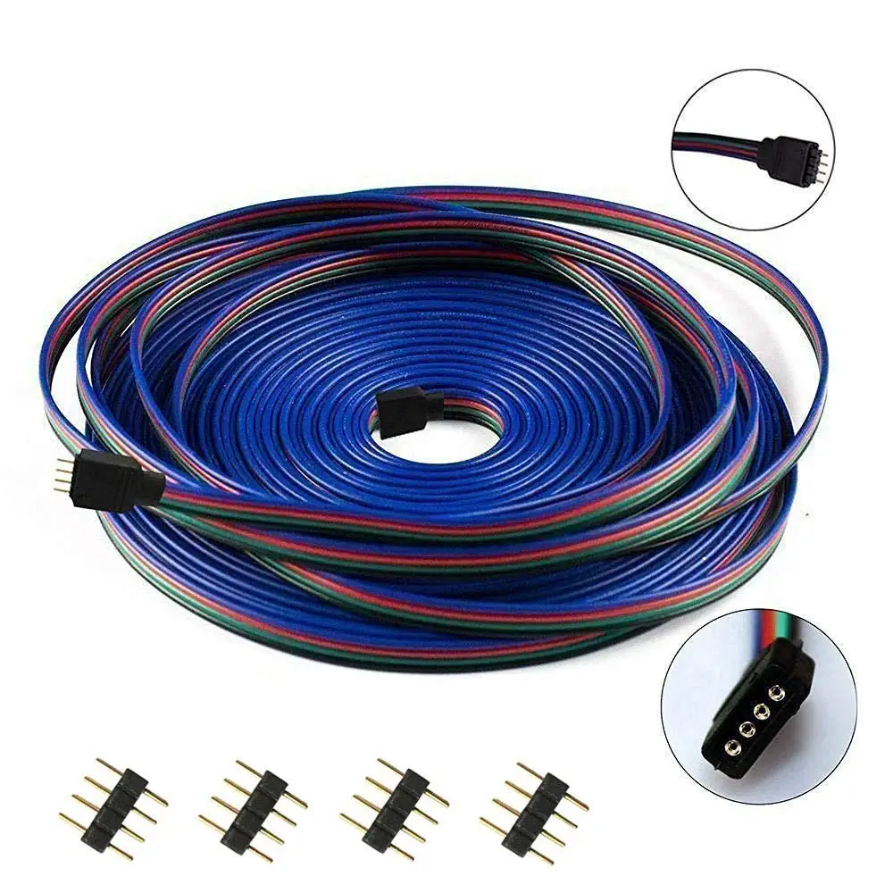 Удлинительный RGB кабель 5/10/20/100 м 4 контакта 12 в пост. Тока 22AWG для светодиодных лент