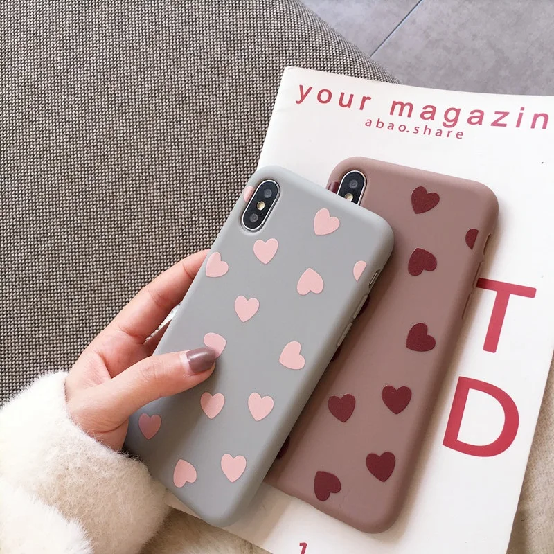 Cute Love Heart For iphone XS Max XR X Phone Case 8 7 6s 6 plus Back Cover Fashion Lovely Cartoon Shell Capa |