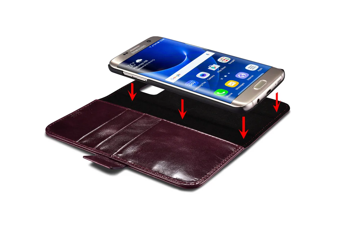 

2 in 1 Luxury Ultrathin Flip Real Genuine Leather Cover for Galaxy S7 Protection Business Wallet Card Slots Case for Sumsang S7