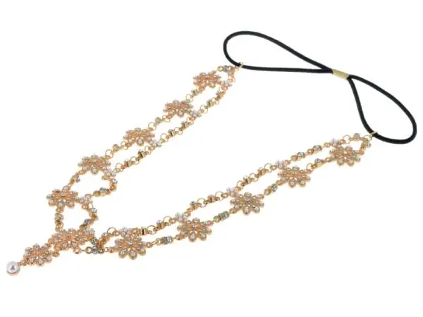 Женская повязка на голову 1 шт. модная с кристаллами и цветами|forehead headbands|chain
