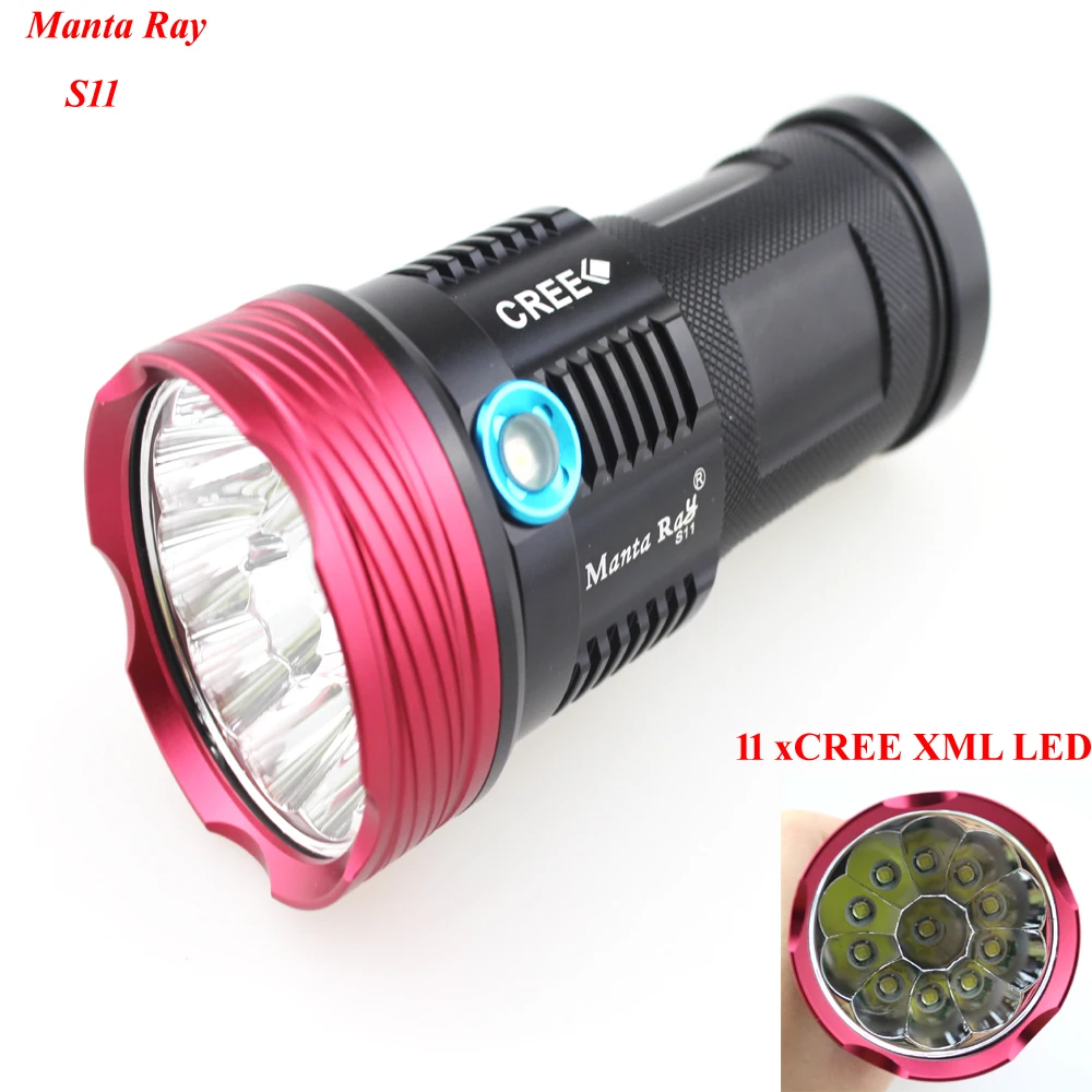 Светодиодный фонарик Manta Ray S11 11xcree XML 11000lm с 3 режимами (1x1865 0/2x1865 0/3x1865 0/4x18650)|led