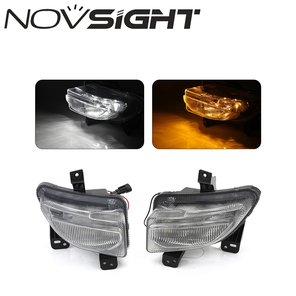 NOVSIGHT Автомобильный светодиодный дневные ходовые ДХО с желтым сигналом поворота