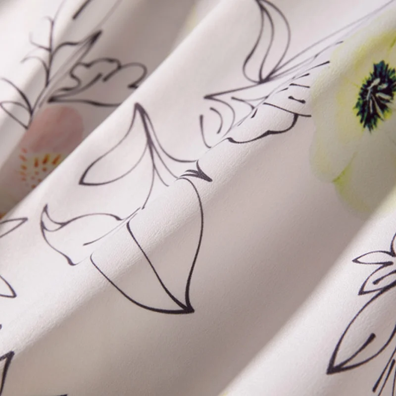 

Hot Sale Women Flower Print Women Dress Elegant O-Neck A-Line Dresses With Belt k922