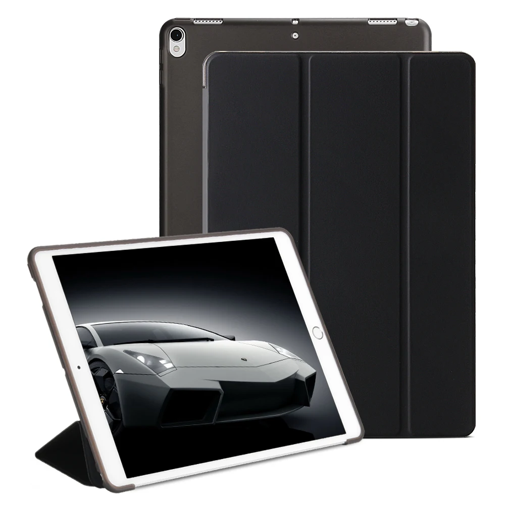 Откидная крышка для iPad Pro 10,5 чехол Фолио 3 раза Стенд Wake сна полупрозрачный Мягкие TPU Назад Smart чехол для iPad 10,5 чехол