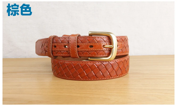 High Quality Top Layer Cow Leather Belt Handmade Men's Belt Cowskin Business Style Woven Pattern Casual Belts for Male