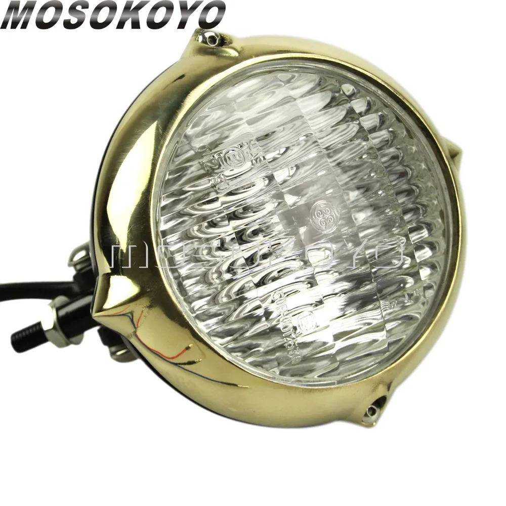 Старый Школьный латунный мотоцикл 4 5 &quotВинтажная фара Bates Emark E4 H4 Дальний и
