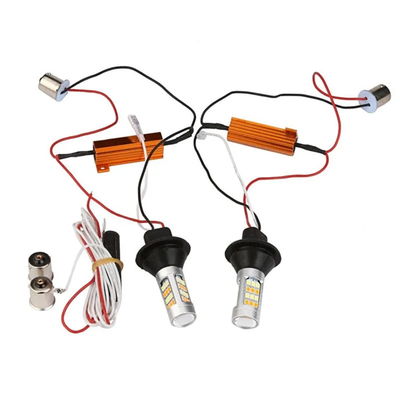 2 шт./лот сигнальная лампа поворота 1156 BAU15S 42 светодиода двойной цвет T20 7440 W21W белый