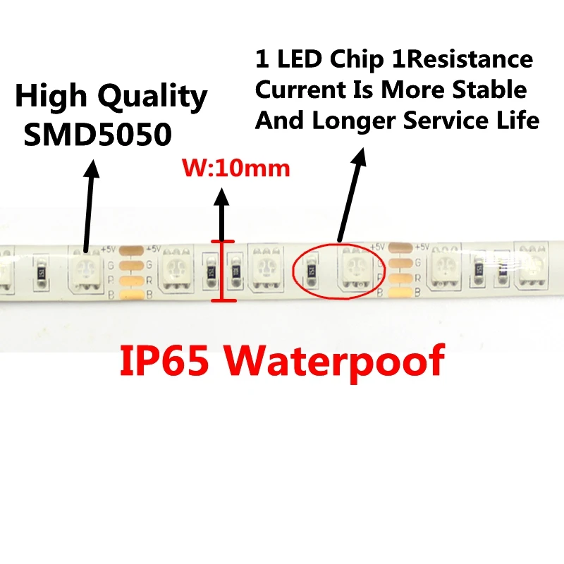 IP65 Водонепроницаемый DC 5 В USB источник питания Декор RGB Светодиодная лента