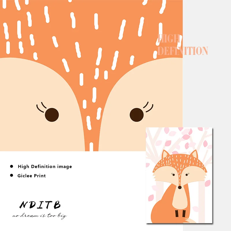 Kawaii Лесной животных стены искусства холст плакат Лес животных печати живопись скандинавские украшения картина Дети украшения спальни