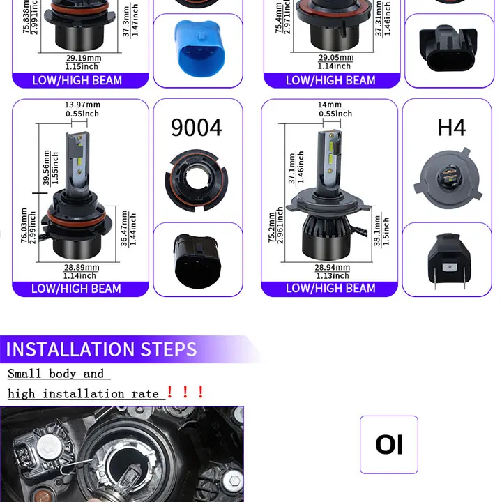 2 шт. healihght led h7 h4 светодиодные лампы h1 h3 880 h11 9005 9006 5202 9012 9004 9007 h13 h15 автомобильный светильник с чипом csp Авто 6000K светодиодный мини-с can-bus