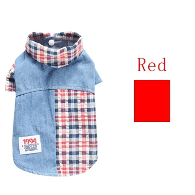 Red Клетчатое пальто; летняя одежда для собак; куртка для щенков; одежда для чихуахуа; рубашка для маленьких питомцев; Прямая поставка; Одежда для кошек; Мопсов; йоркширов; пуделей - Цвет: Red