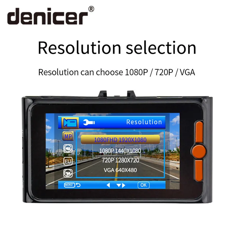 Denicer Full HD 1080P видеорегистратор 140 градусов широкоугольный Автомобильный с циклом