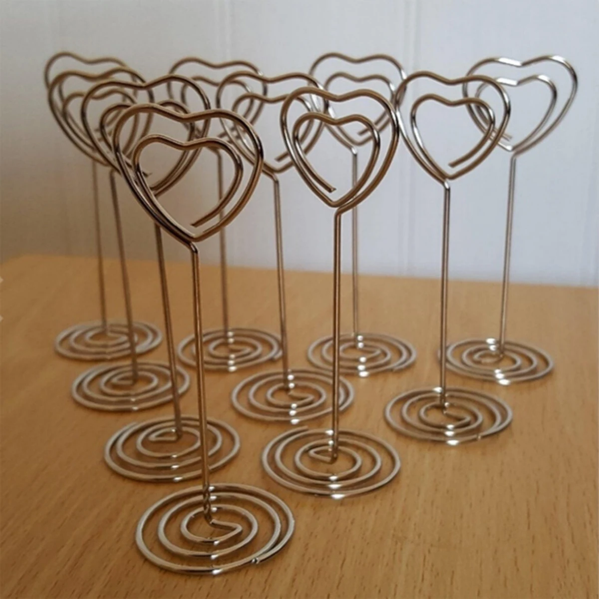 10Pcs/set Place Card Holder Heart Shape Clips Lover Wedding Decor HolderTable Photo Memo Base Stand A30 | Дом и сад