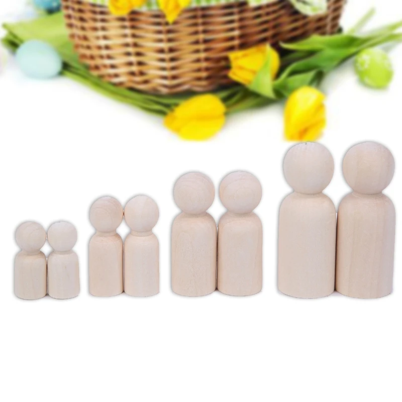 

5Pcs/Lot DIY Wooden Dolls Solid Hardwood Natural Unfinished Preparation Paint Stain Wooden Drawing Toys