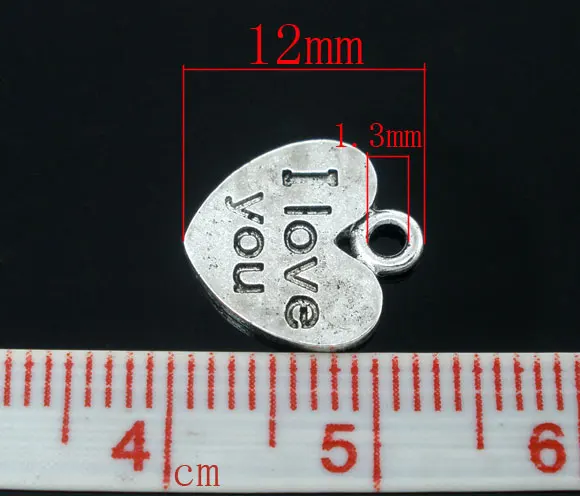 DoreenBeads подвески из цинкового металлического сплава с сердечком серебристого