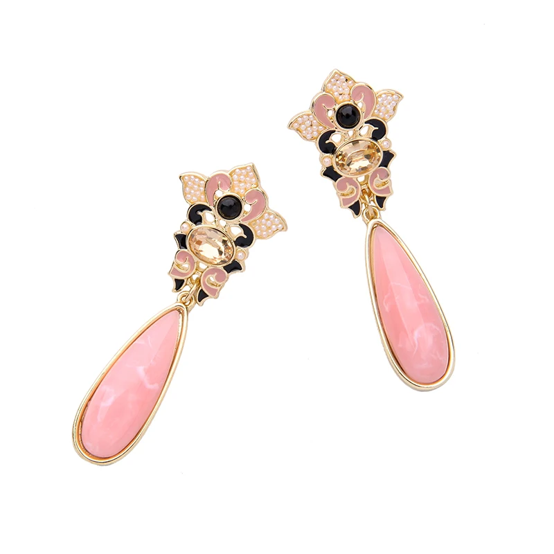 Женские Висячие серьги KISS ME розовые капли из синтетического камня с эмалью