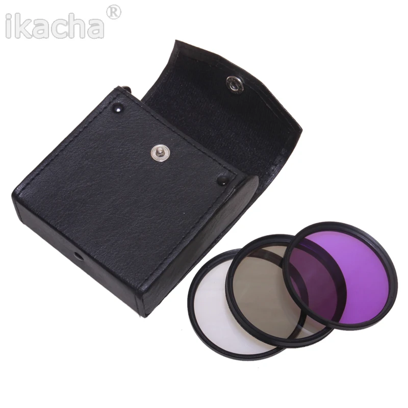 52 мм 55 58 62 67 72 77 UV + CPL FLD 3 в 1 Набор фильтров для объектива с сумкой камеры Canon Nikon Sony