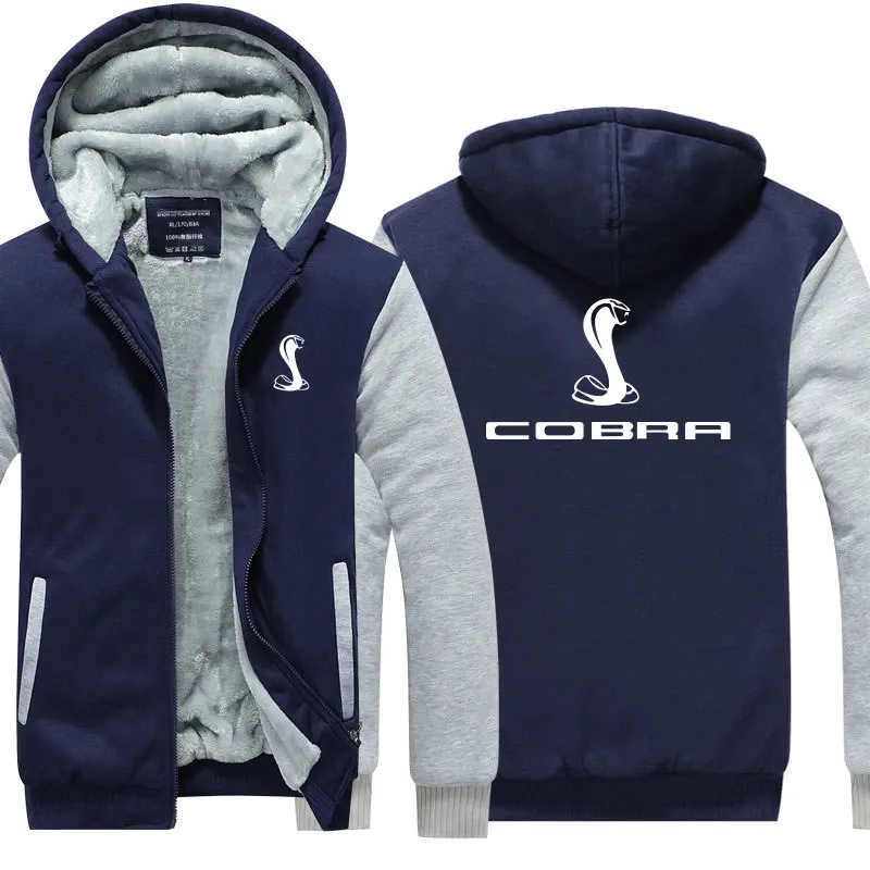 Осенне-зимняя утепленная мужская одежда COBRA свитшоты с капюшоном на молнии