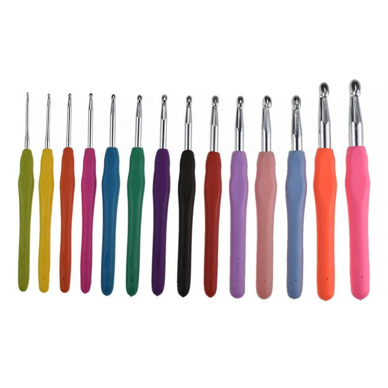 

KOKONI 14pcs Crochet Needles Set 2.0-10.0mm Big Size 9.0 10.0mm Soft Handle Yarn Weave Knitting Needles Hooks For Knitting