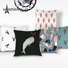 Наволочка Морская жизнь с рисунком лобстера, Мультяшные животные, рыба, Декор, декоративная подушка, чехол, наволочки с русалочкой, морским коньком, чехлы для гостиной