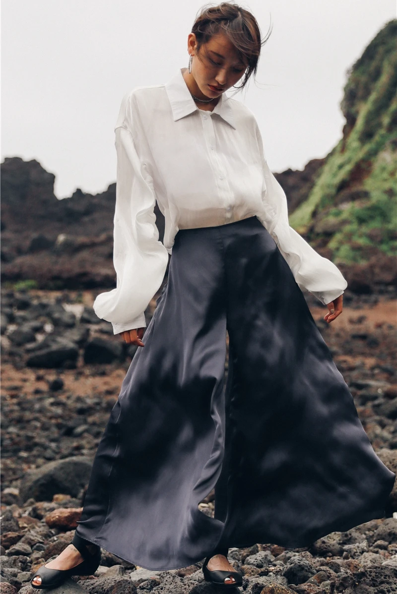 Брюки женские универсальные атласные шифоновые широкие брюки Женские