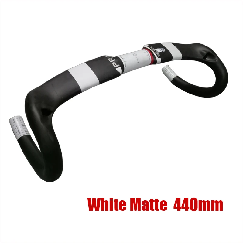 White 440mm Синий сломанный ветровой руль, полностью углеродное волокно, руль для шоссейного велосипеда, углеродное волокно, углеродный руль, изгиб, углеродное волокно, велосипедный 31,8 мм - Цвет: White 440mm