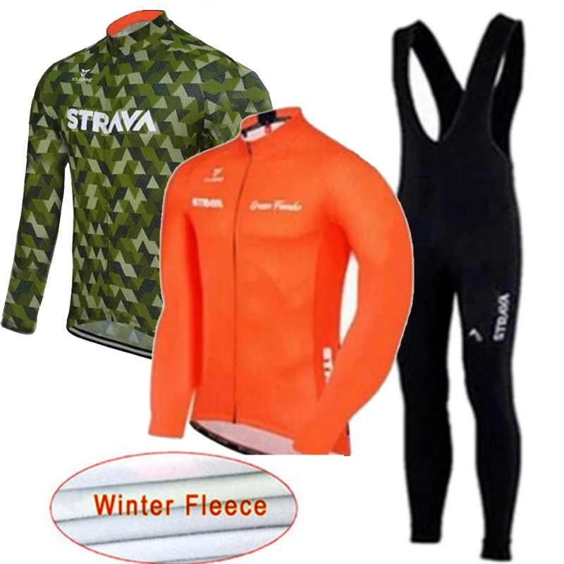 Джерси для велоспорта 2020 Strava с длинным рукавом Зимняя Теплая Флисовая одежда