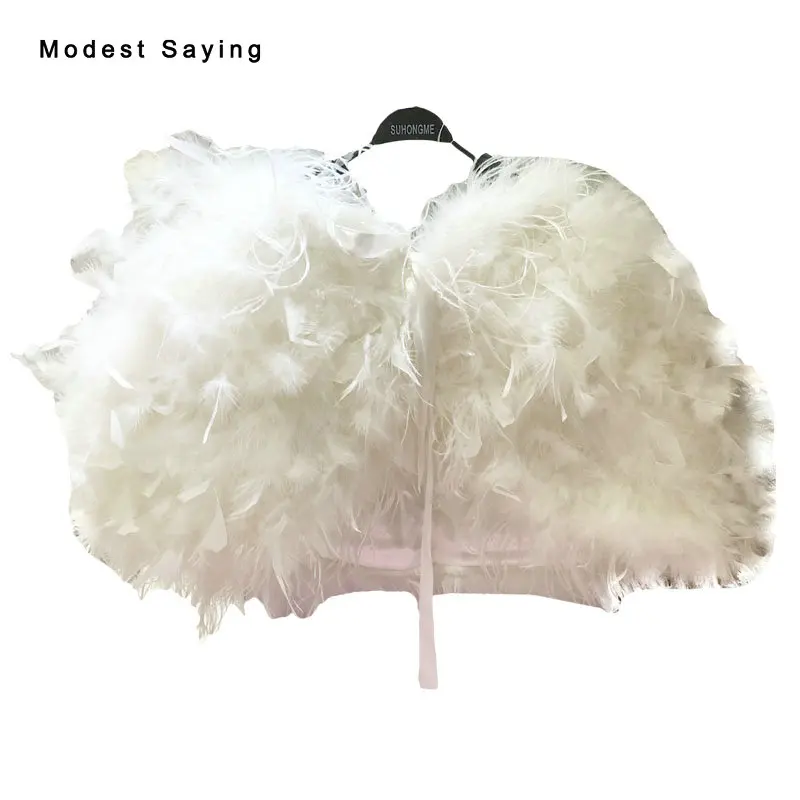 Роскошные Свадебные меховые шали цвета слоновой кости с перьями страуса 2017