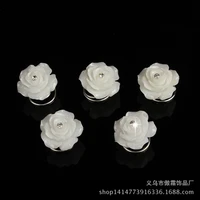 200 pcs bridal wedding prom white rose crystal rhinestone hair pins twister