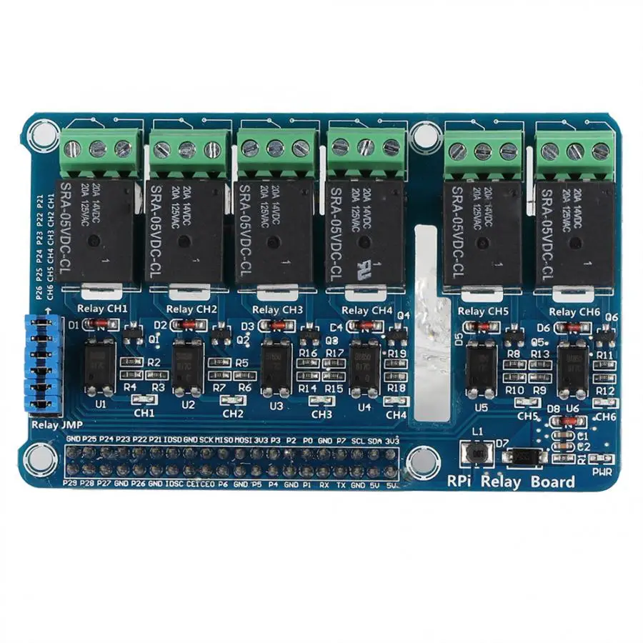 Плата расширения релейного модуля для Raspberry Pi A +/B +/2B/3B 6 каналов 5 А 30 В постоянного