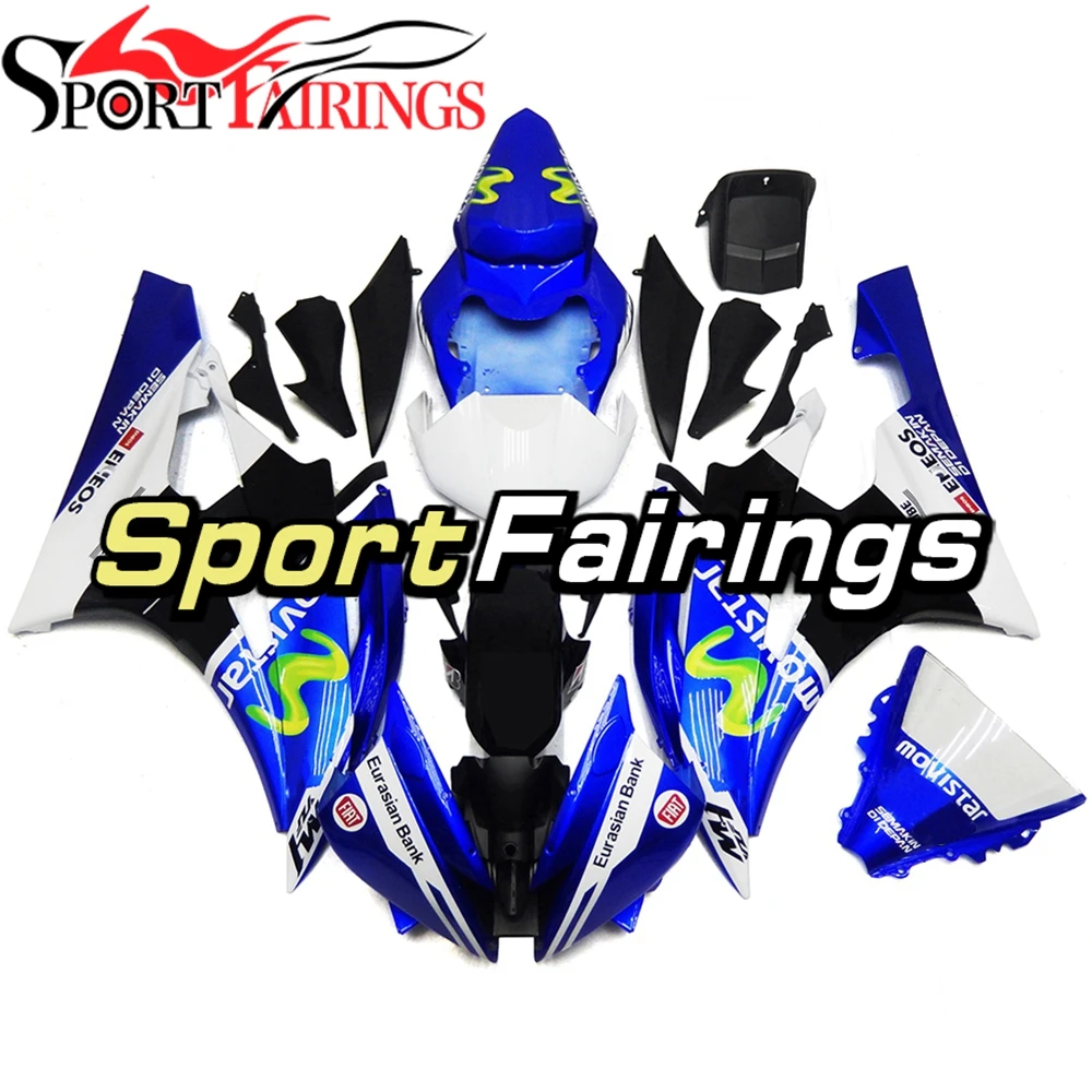 Новые сине-белые пластиковые вставки для спортивного мотоцикла Yamaha YZF600 R6 2006 2007 06 07 полный мотокрыло корпуса.