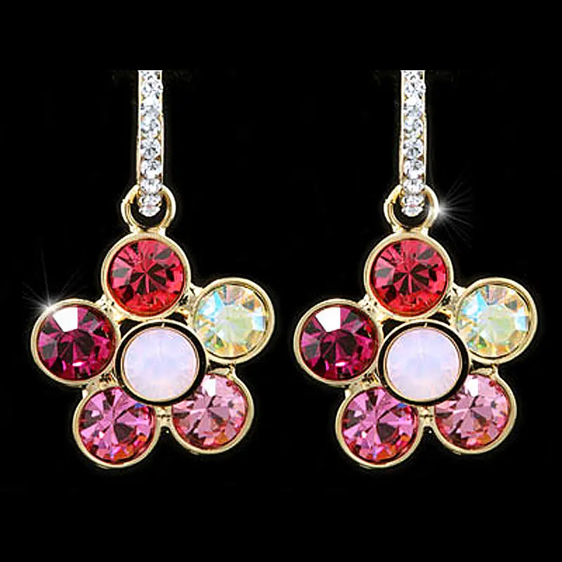 Серьги Подвески с павлиньими звездами разноцветные розовые цветочные серьги
