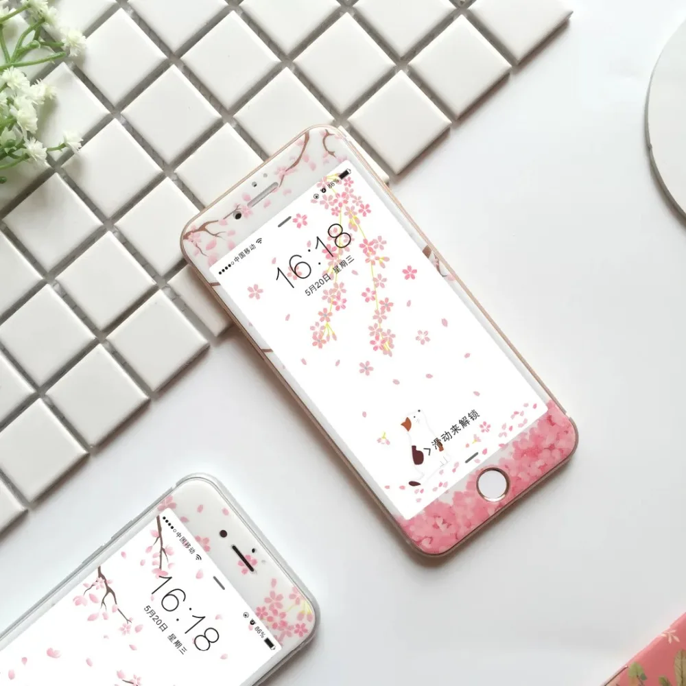 Для iphone 7 стекла красивый вишневый цветок 9 9н твердость закаленного пленка для 6 6s